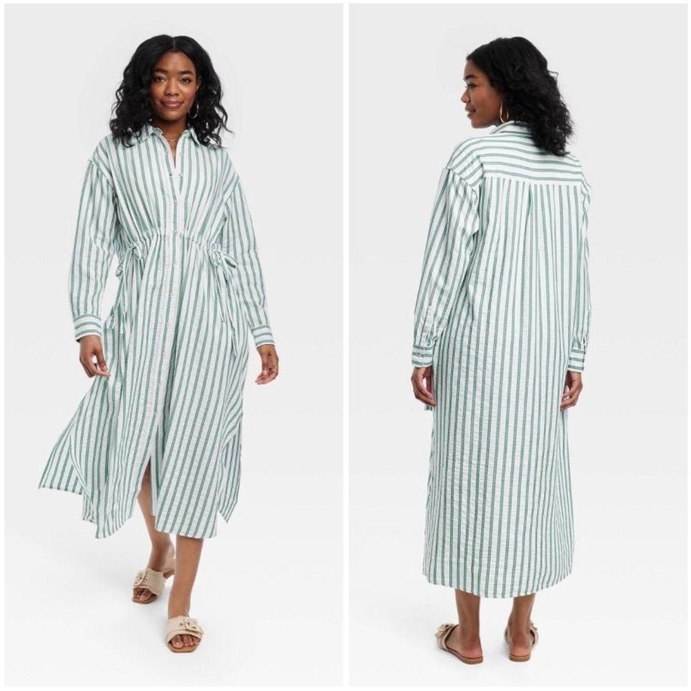 Universal Thread Women's Green and White Dress Size Medium (Closer to Large)